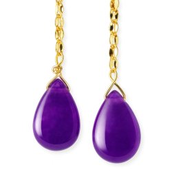 Srebrne kolczyki wiszące ametyst pozłacane srebro próba 925