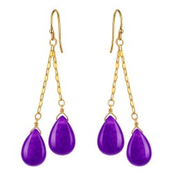 Srebrne kolczyki wiszące ametyst pozłacane srebro próba 925