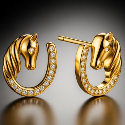 Kolczyki srebrne koniki podkowa srebro pozłacane próba 925 sztyfty