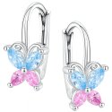 Kolczyki srebrne wiszące motylki dla dziewczynki