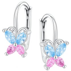 Kolczyki srebrne wiszące motylki dla dziewczynki