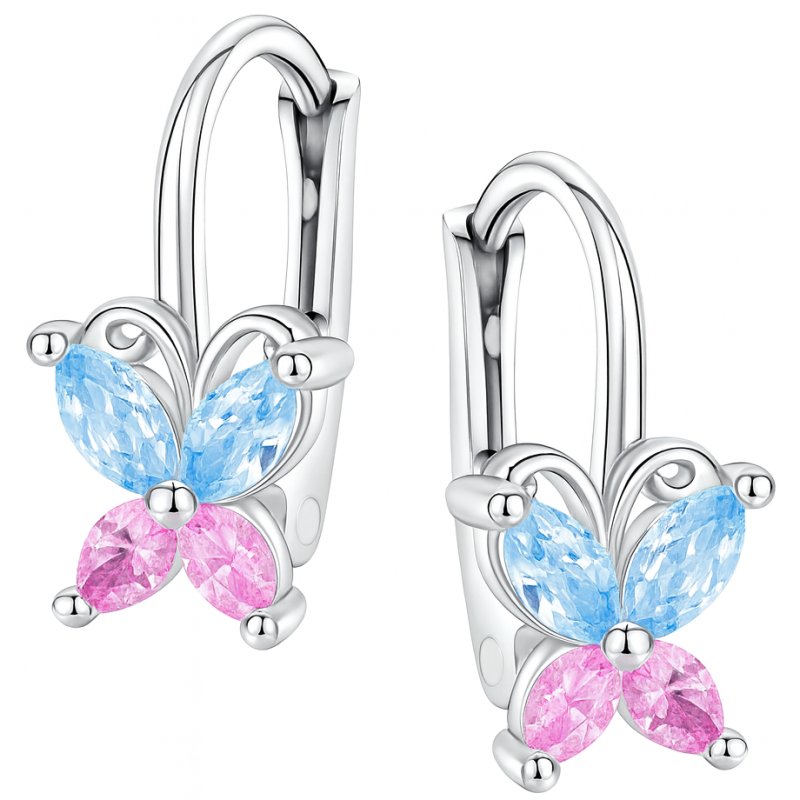 Kolczyki srebrne wiszące motylki dla dziewczynki