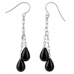 Srebrne kolczyki wiszące turmalin srebro próba 925