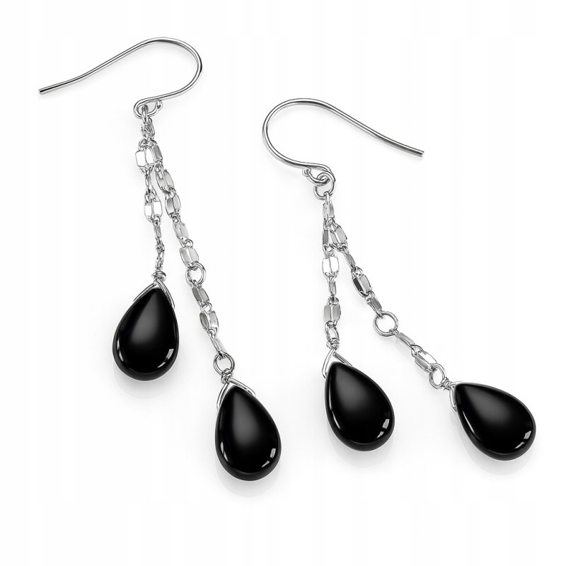 Srebrne kolczyki wiszące turmalin srebro próba 925