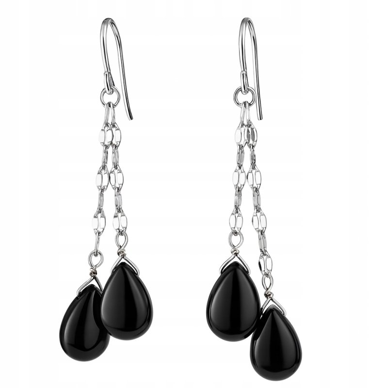 Srebrne kolczyki wiszące turmalin srebro próba 925