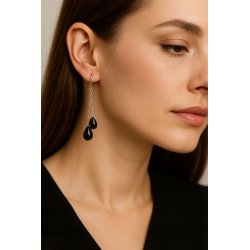 Srebrne kolczyki wiszące turmalin srebro próba 925