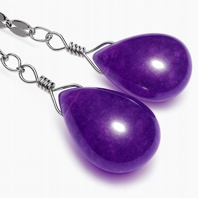 Srebrne kolczyki wiszące ametyst srebro próba 925