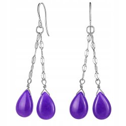 Srebrne kolczyki wiszące ametyst srebro próba 925