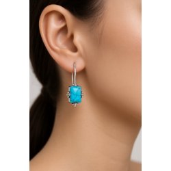Kolczyki srebrne wiszące srebro z turkusem 925