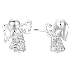 Srebrne kolczyki rodowane wkrętki sztyfty anioł serce próba 925