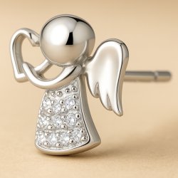 Srebrne kolczyki rodowane wkrętki sztyfty anioł serce próba 925