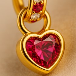 Kolczyki wiszące różowe serca kółka srebro pozłacane próba 925