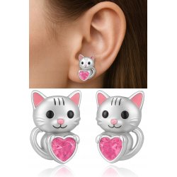 Srebrne kolczyki dla dziewczynki dzieci kotki sztyfty wkrętki srebro 925