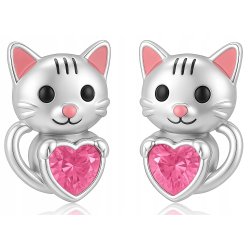 Srebrne kolczyki dla dziewczynki dzieci kotki sztyfty wkrętki srebro 925