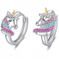 Srebrne kolczyki 925 jednorożce dla dziewczynki