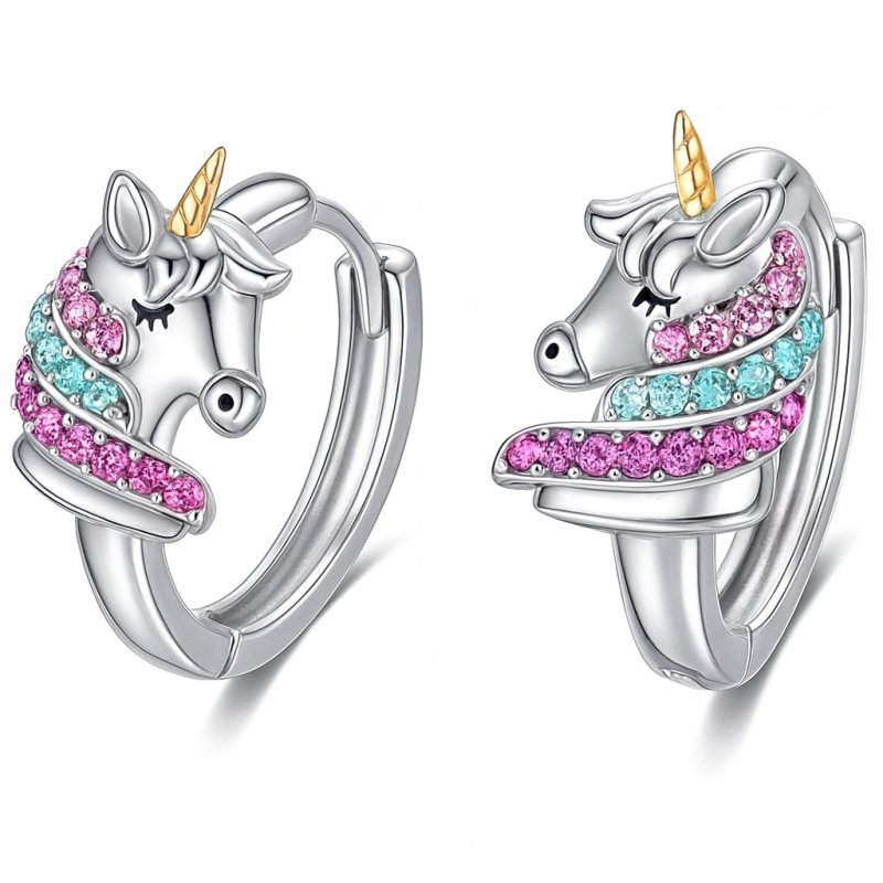 Srebrne kolczyki 925 jednorożce dla dziewczynki