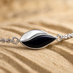 Srebrna bransoletka damska celebrytka czarna srebro próba 925 Noc Kairu