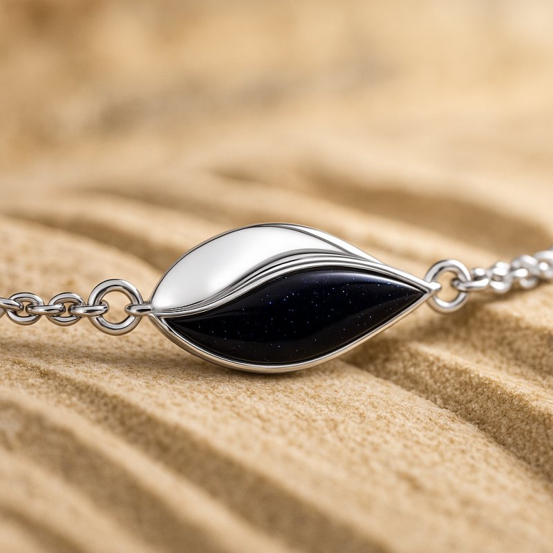 Srebrna bransoletka damska celebrytka czarna srebro próba 925 Noc Kairu