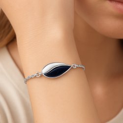 Srebrna bransoletka damska celebrytka czarna srebro próba 925 Noc Kairu