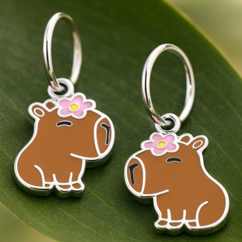 Srebrne kolczyki kółka kapibary dla dziewczynki dla dzieci srebro próba 925