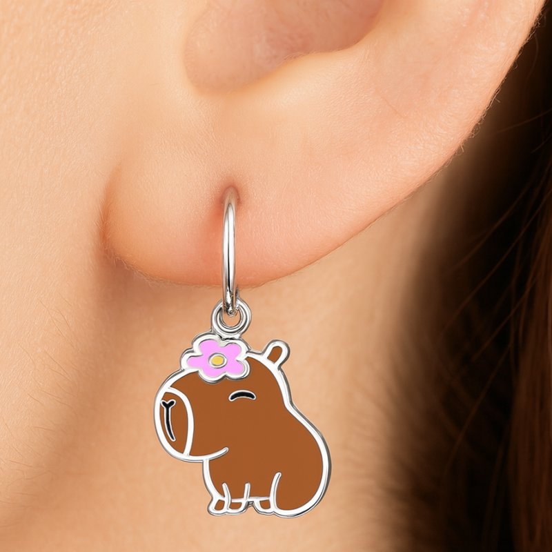 Srebrne kolczyki kółka kapibary dla dziewczynki dla dzieci srebro próba 925