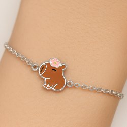 Srebrna bransoletka celebrytka dla dziewczynki kapibara srebro próba 925