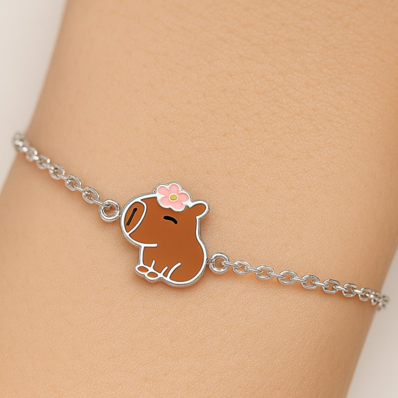 Srebrna bransoletka celebrytka dla dziewczynki kapibara srebro próba 925