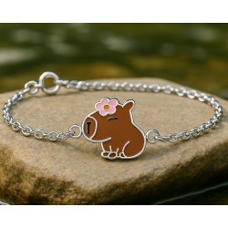 Srebrna bransoletka celebrytka dla dziewczynki kapibara srebro próba 925
