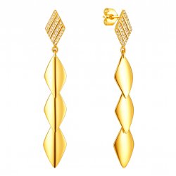 Długie kolczyki eleganckie z cyrkoniami sztyfty srebro pozłacane 925