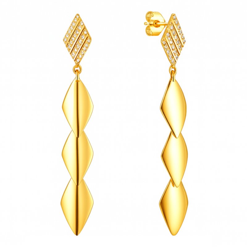 Długie kolczyki eleganckie z cyrkoniami sztyfty srebro pozłacane 925