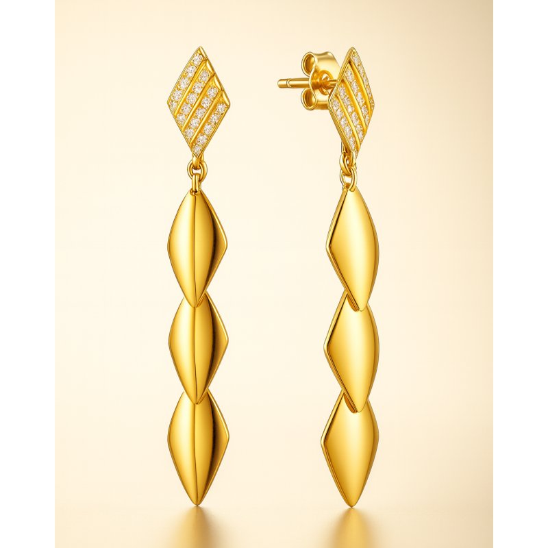 Długie kolczyki eleganckie z cyrkoniami sztyfty srebro pozłacane 925