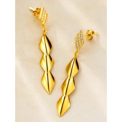 Długie kolczyki eleganckie z cyrkoniami sztyfty srebro pozłacane 925