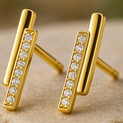 Kolczyki sztyfty srebro pozłacane srebro próba 925 eleganckie dla kobiety