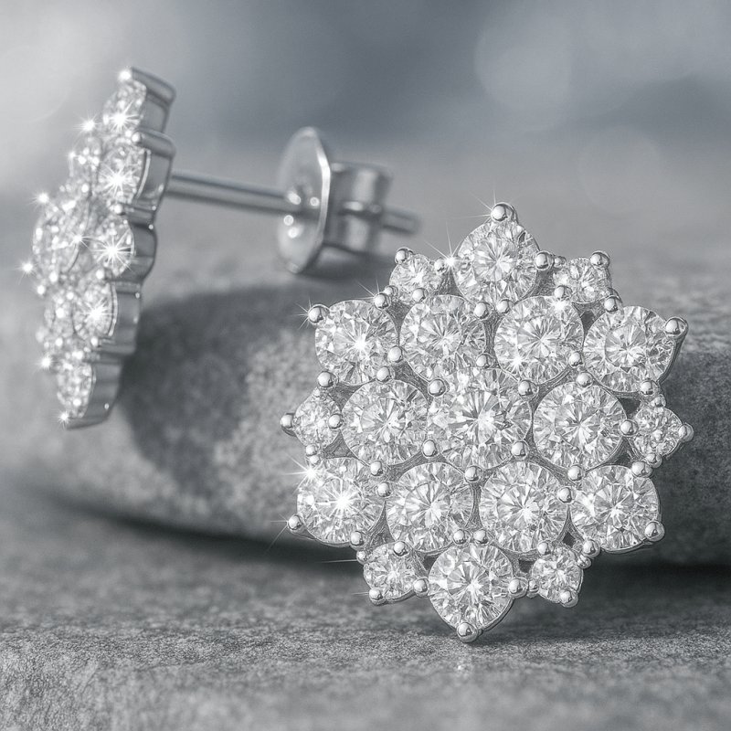 Srebrne kolczyki rodowane wkrętki sztyfty kryształy na przyjęcie wesele