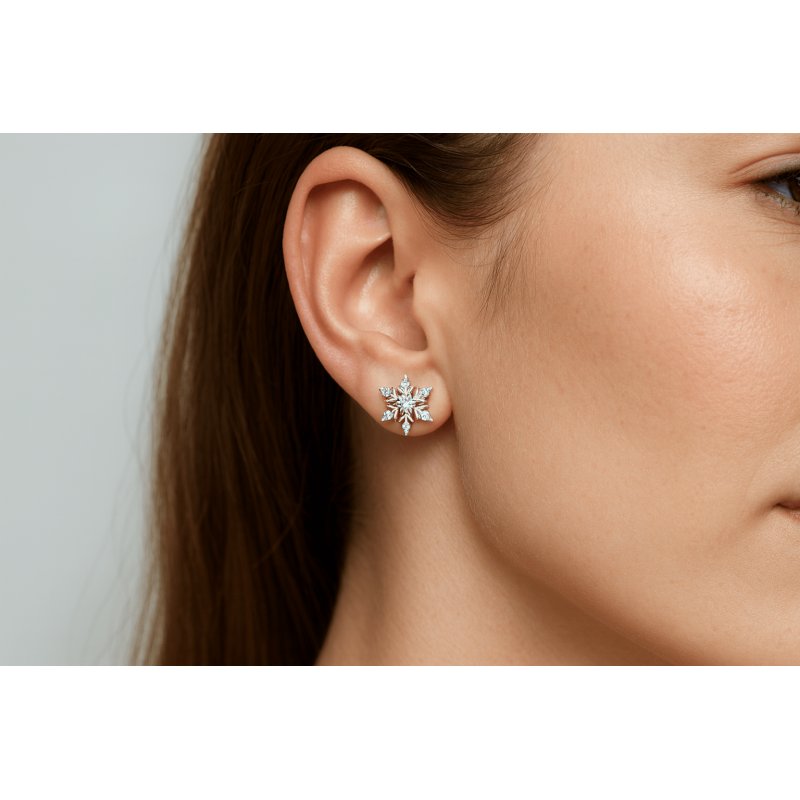 Srebrne kolczyki śnieżki prezent na święta 925