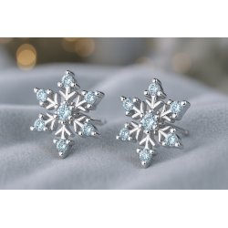 Srebrne kolczyki śnieżki prezent na święta 925
