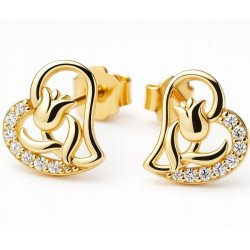 Srebrne kolczyki serca róże dla dziewczyny srebro pozłacane 925