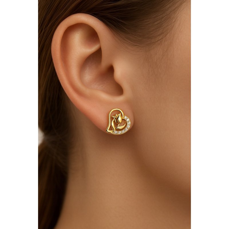 Srebrne kolczyki serca róże dla dziewczyny srebro pozłacane 925