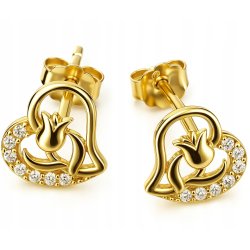 Srebrne kolczyki serca róże dla dziewczyny srebro pozłacane 925