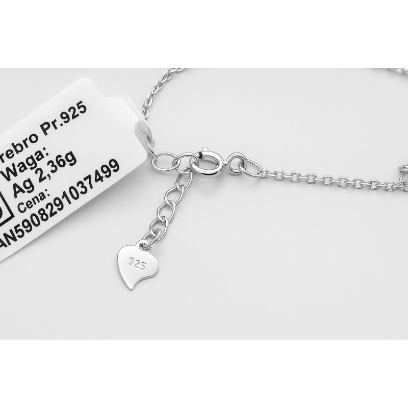 Bransoletka srebrna damska na rękę celebrytka serce serca rodowana srebro