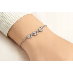 Bransoletka srebrna damska na rękę celebrytka serce serca rodowana srebro