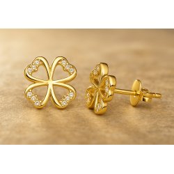 Kolczyki srebrne wkrętki koniczynki kolczyki sztyfty srebro 925 pozłacane