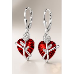 Kolczyki srebrne wiszące damskie serca srebro 925