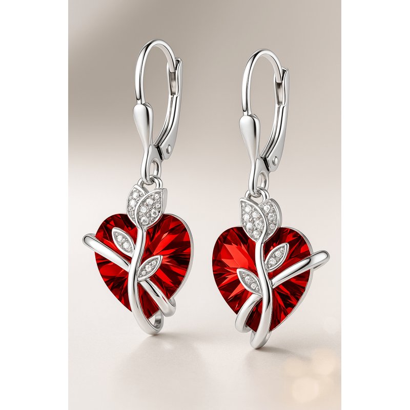 Kolczyki srebrne wiszące damskie serca srebro 925