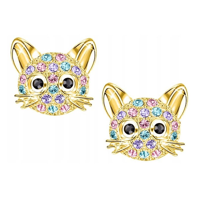 Złote kolczyki kotki dla dziewczynki stal chirurgiczna 316l