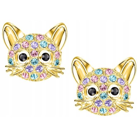 Złote kolczyki kotki dla dziewczynki stal chirurgiczna 316l