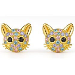 Złote kolczyki kotki dla dziewczynki stal chirurgiczna 316l