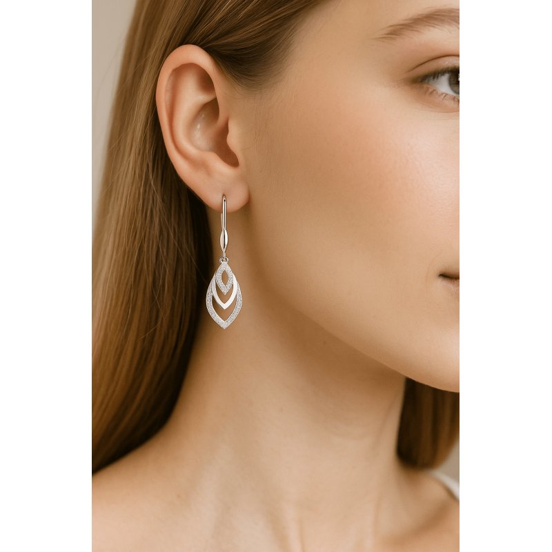 Kolczyki srebrne wiszące z cyrkoniami srebro próba 925 długie kolczyki