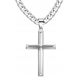 Naszyjnik srebrny z zawieszką krzyż stal szlachetna 316L 50 cm