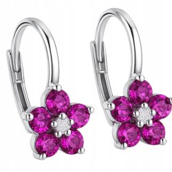 Kolczyki srebrne sztyfty dla dziewczynki kolczyki wkrętki kwiatki rodowane